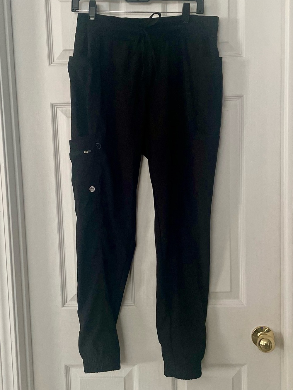 RBX Black Cargo Jogger Scrub Pants - Drawstring Waist